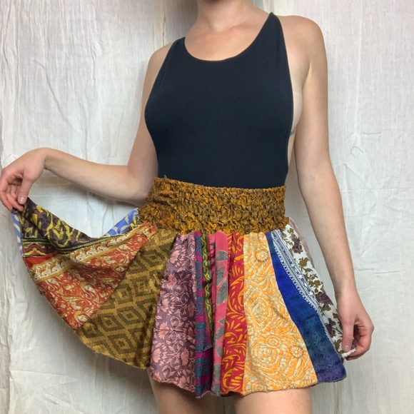 High Waist Multi Pattern Mini Skirt From Italy - Picture 1 of 6